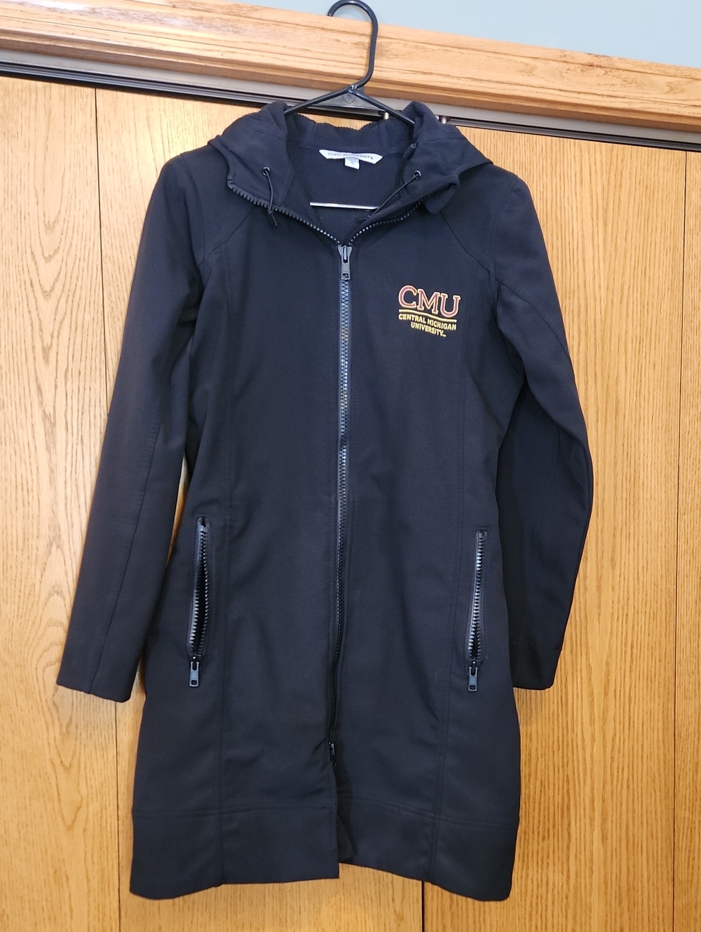 CMU Women's Black Hooded Zip-Front Coat